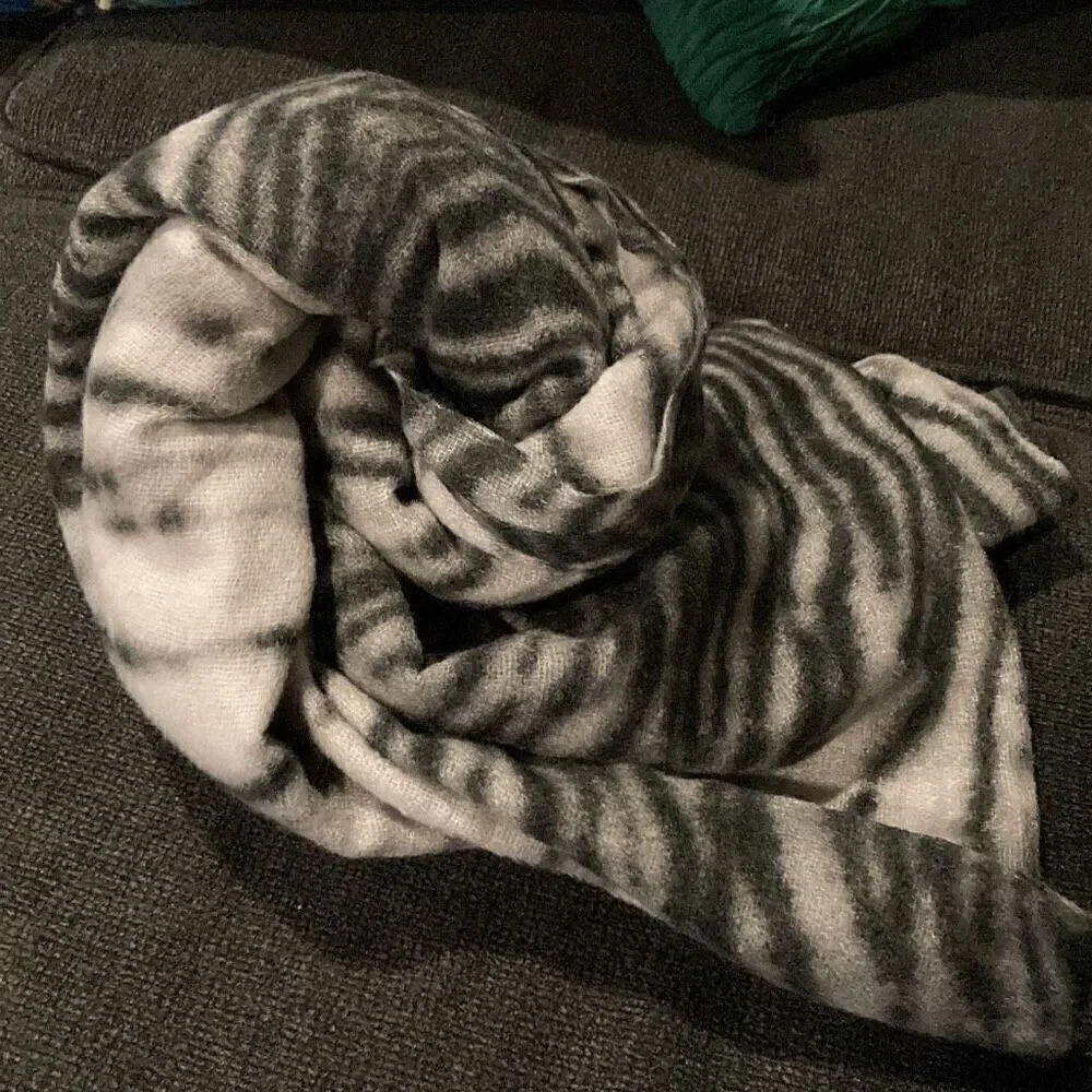 Soft Gray Print Scarf
